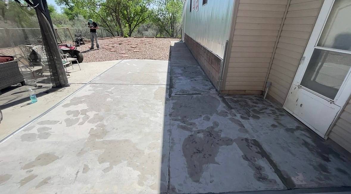 The patio and side slab with the new surface curing
