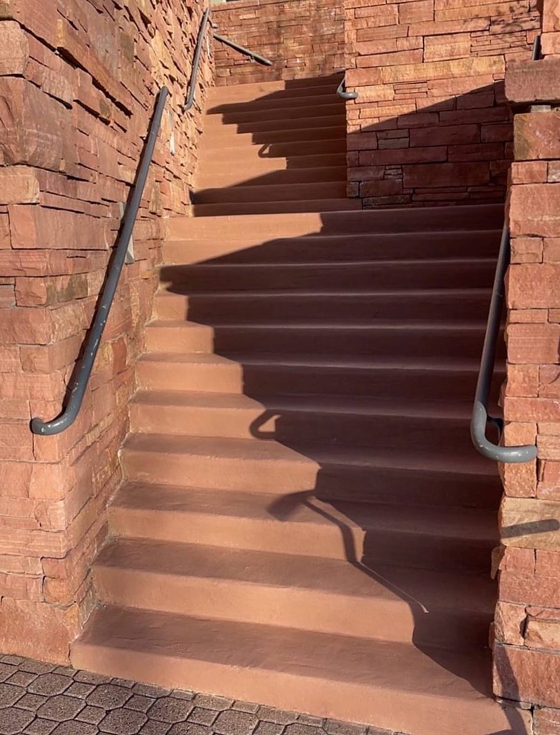 The same steps after, an even red finish on every step